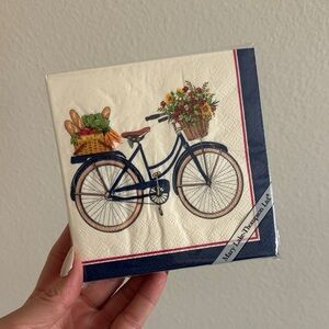 Bicycle Design Kitchen Napkins - Cream and Blue 20 count
